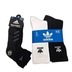 Adidas Men's Athletic Crew Socks Size 8-12 and Superlite Socks Size 6-12